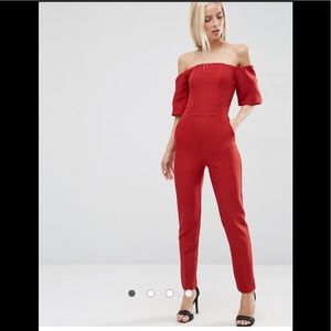 Asos Bardot off shoulder jumpsuit